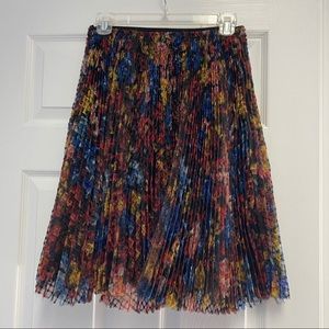 Burberry Sample Skirt Gingham Floral Pleated Mini Skirt